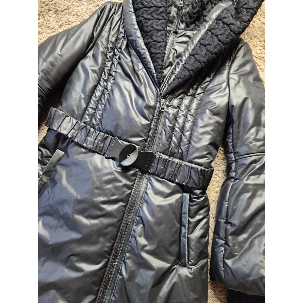 Mackage Ace Womens M Glossy Puffer Coat Jacket Parka Leather Wool Trimming - Picture 5 of 16